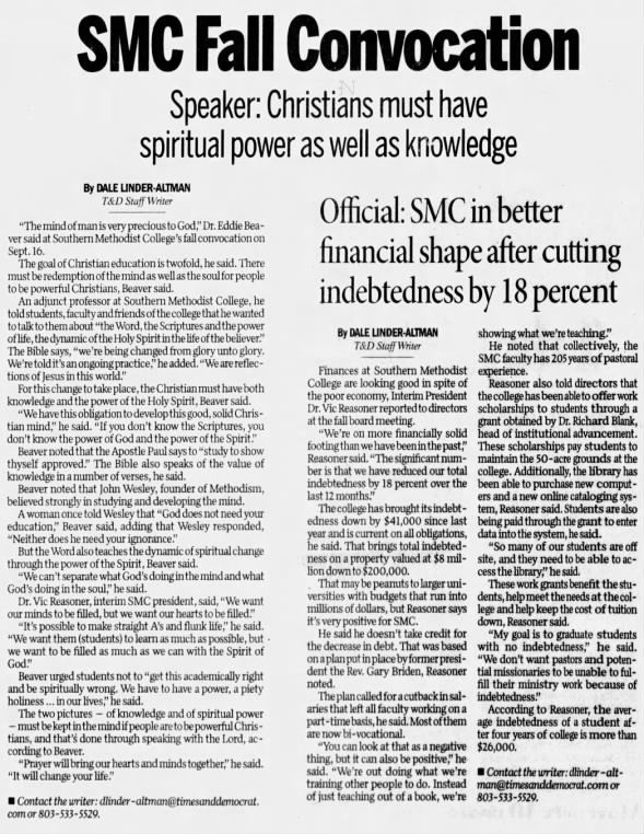 2013SEP24_The Times and Democrat,(Orangeburg,SC)Tue,Pg2,Dr Eddie Beaver SMC Convocation spkr